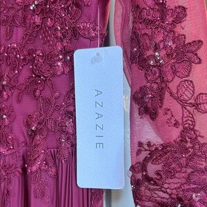 Azazie Deep Pink Lace Mother of the Bride Gown